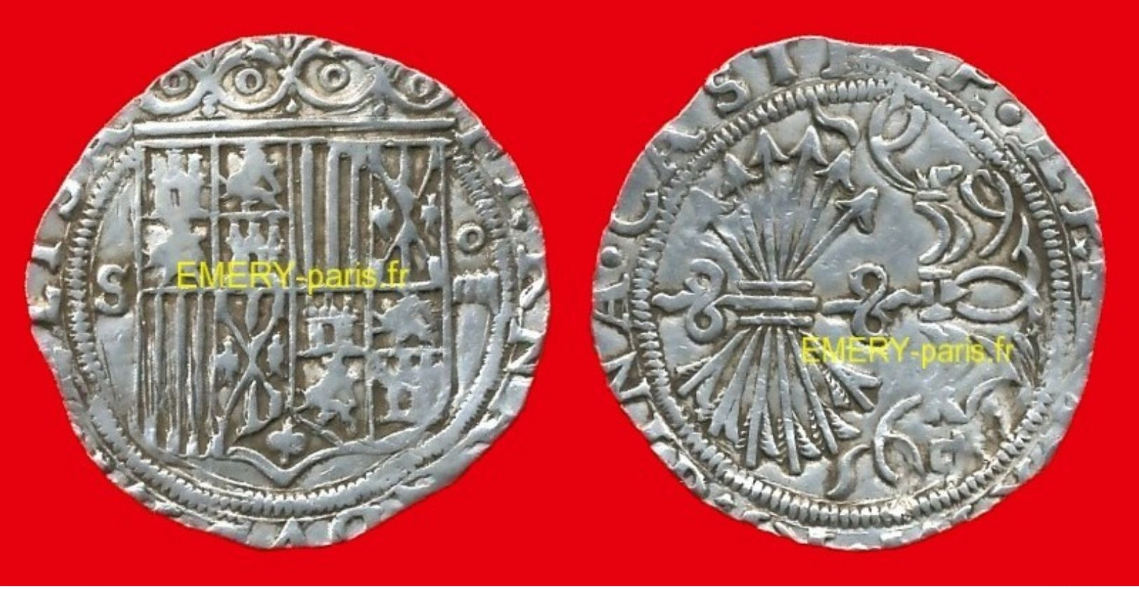 Espagne 1 Année ? (1490) Séville TB (ct1) De 4 Réal (Réal De A Cuatro) Ou (Médio Duro), ISABELLE, Reine De Castille Et F - Monedas Provinciales