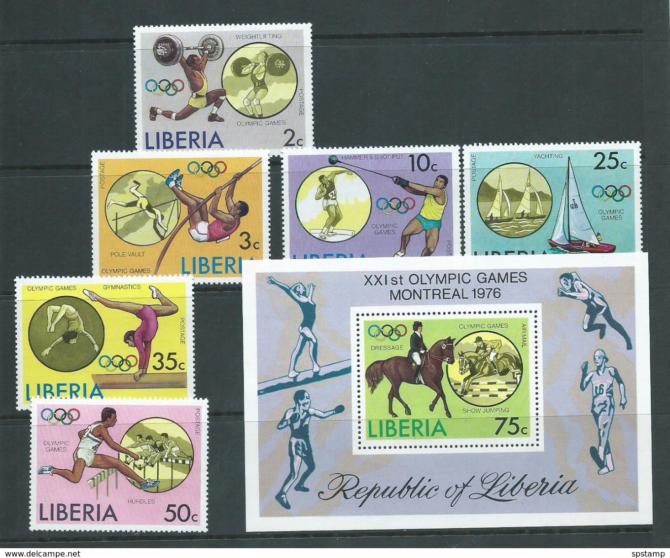 Liberia 1976 Montreal Olympic Games Set 6 & Miniature Sheet MNH - Summer 1976: Montreal