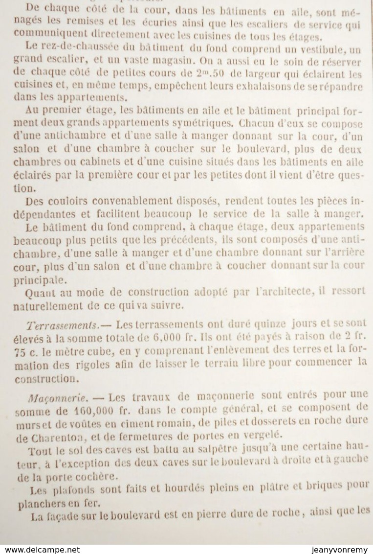 Plan D'une Maison Du Boulevard De Strasbourg à Paris, N°19. 1860 - Opere Pubbliche