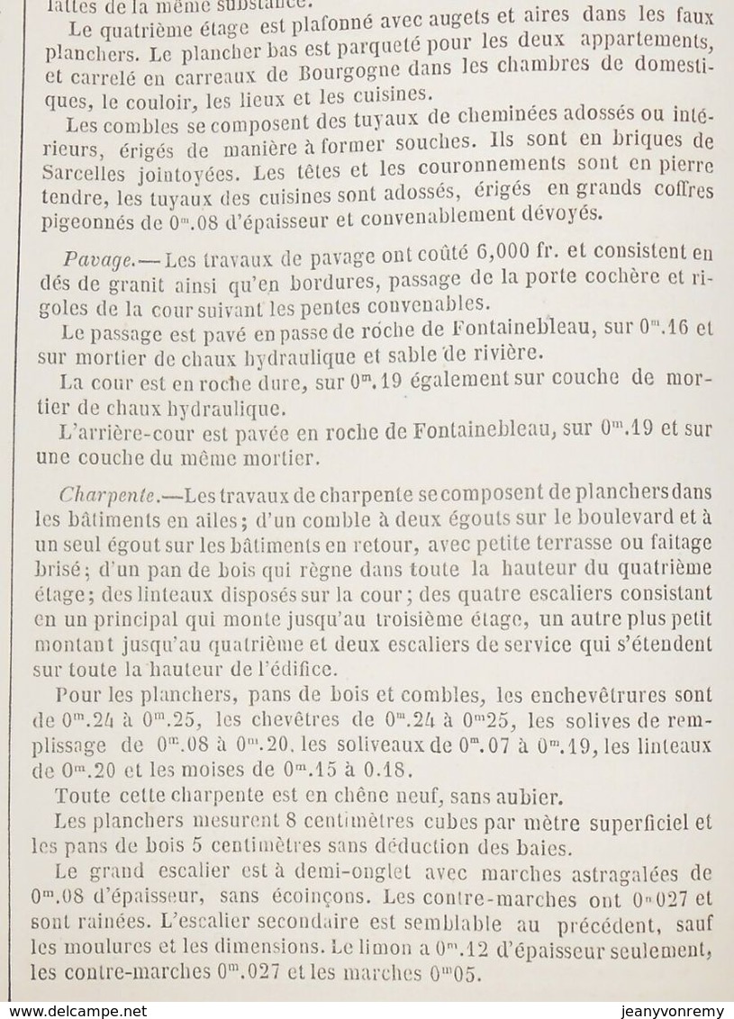 Plan D'une Maison Du Boulevard De Strasbourg à Paris, N°19. 1860 - Arbeitsbeschaffung