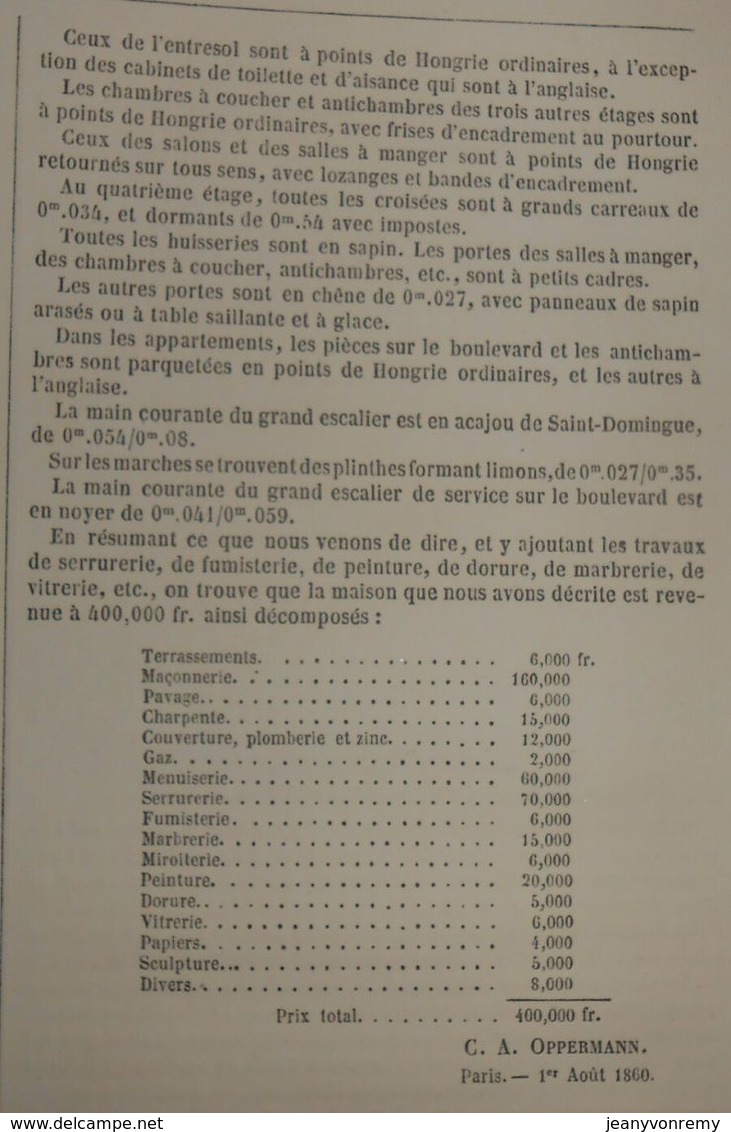 Plan d'une maison du Boulevard de Strasbourg à Paris, N°19. 1860