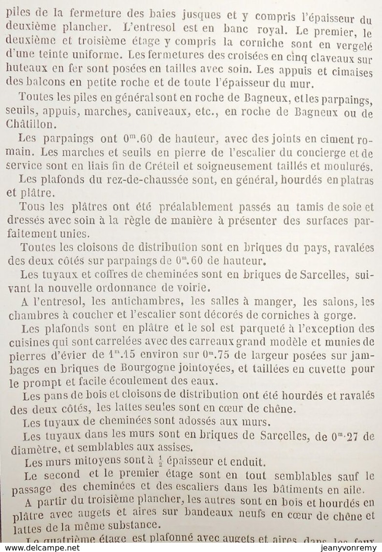 Plan D'une Maison Du Boulevard De Strasbourg à Paris, N°19. 1860 - Arbeitsbeschaffung