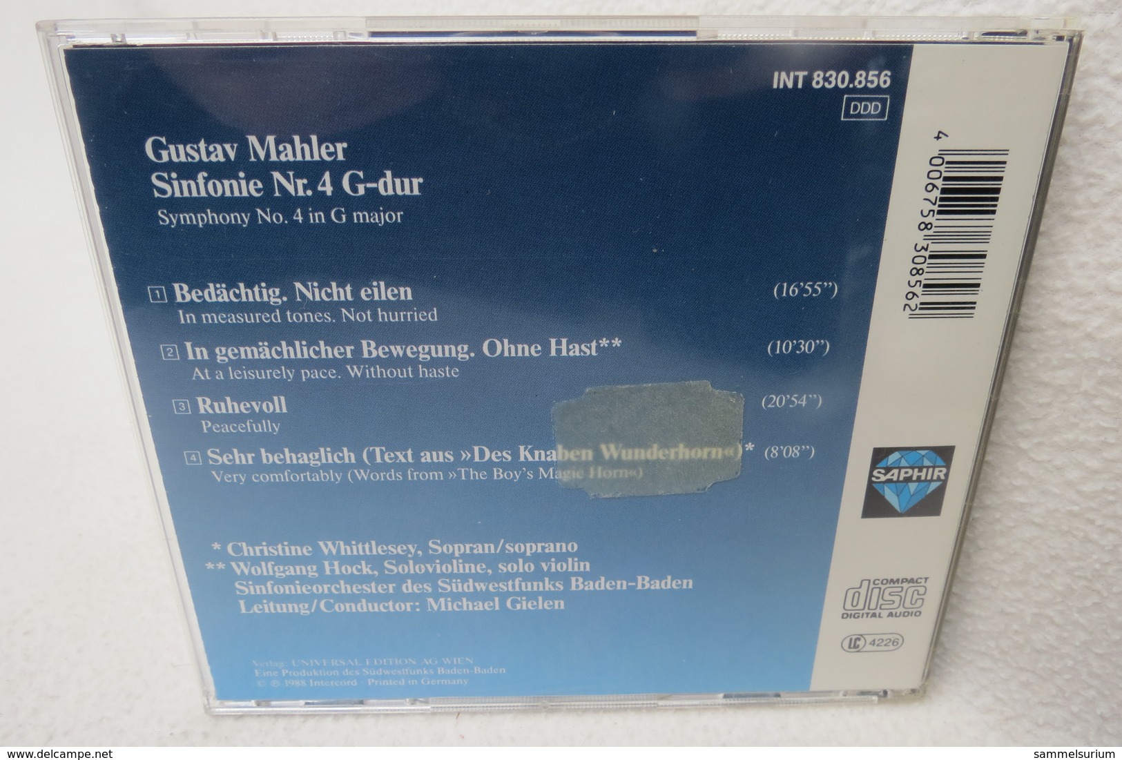 CD "Gustav Mahler" Sinfonie Nr. 4 G-Dur - Klassik