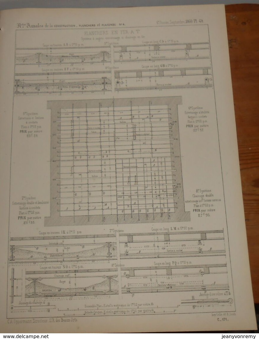 Plan De Planchers En Fer à T. 24 Systèmes Différents. 1860 - Public Works
