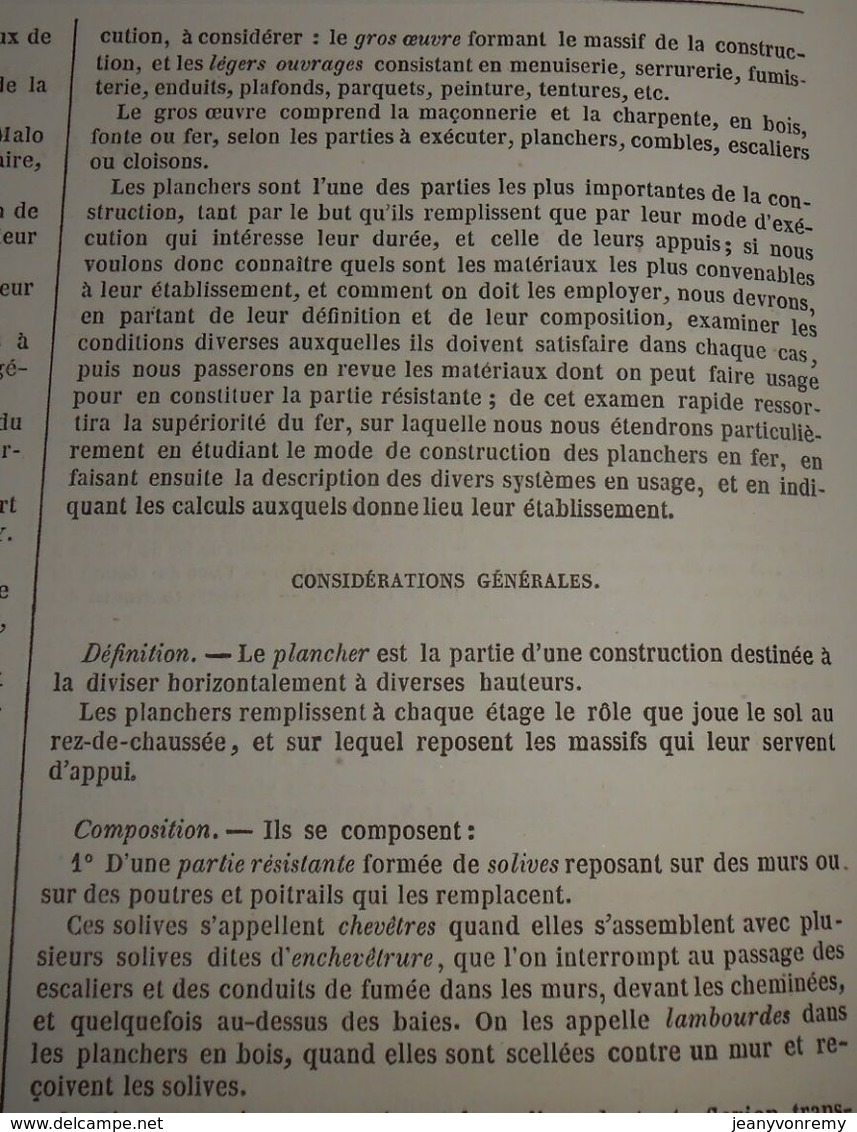 Plan De Planchers En Fer à T. 24 Systèmes Différents. 1860 - Opere Pubbliche