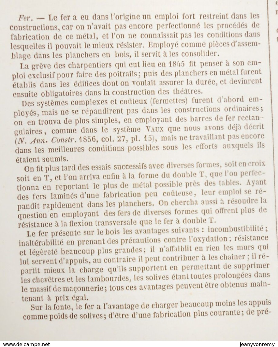 Plan de planchers en fer à T. 24 systèmes différents. 1860