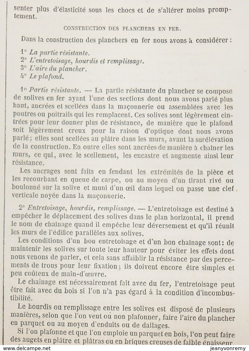 Plan de planchers en fer à T. 24 systèmes différents. 1860