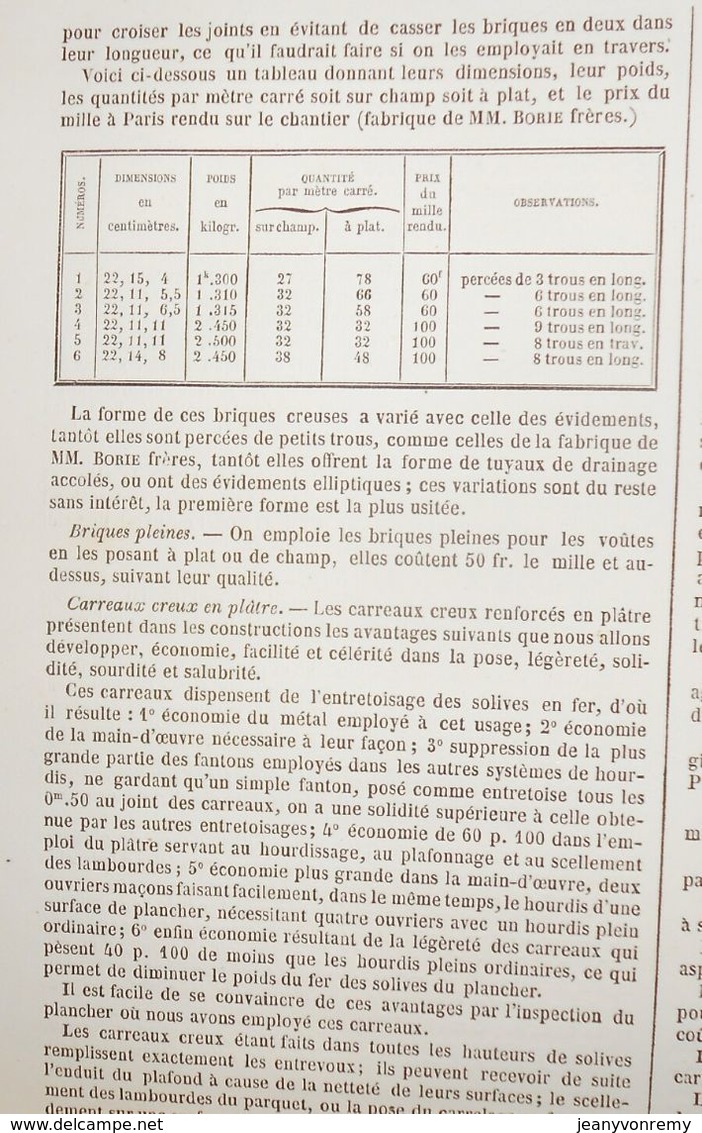 Plan de planchers en fer à T. 24 systèmes différents. 1860