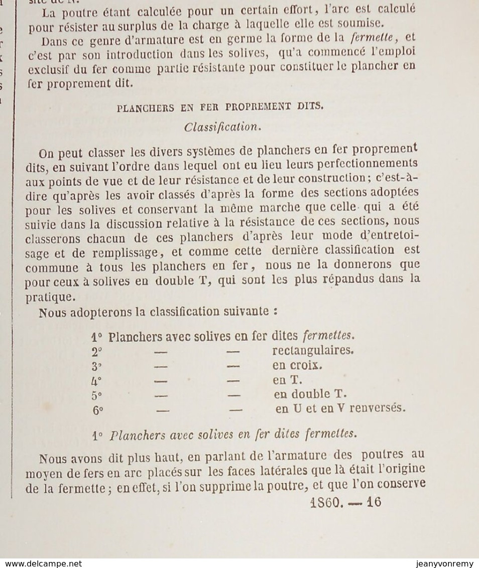 Plan de planchers en fer à T. 24 systèmes différents. 1860