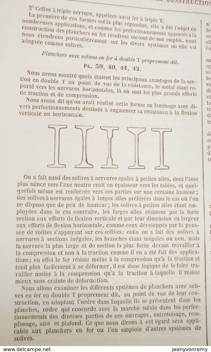 Plan de planchers en fer à T. 24 systèmes différents. 1860