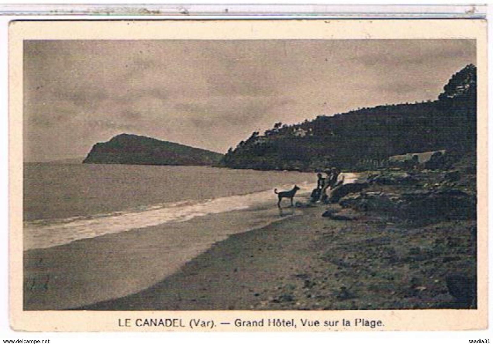 83  LE CANDEL  GRAND  HOTEL  VUE  SUR  LA  PLAGE  +  PERSONNAGE  ET  CHIEN  TBE  1T924 - Autres & Non Classés