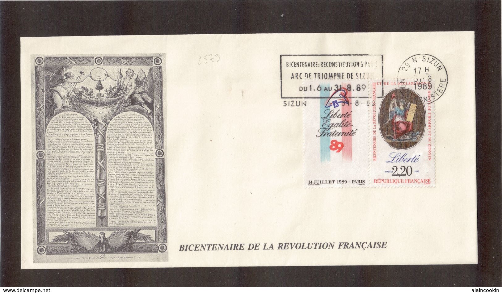 BC - FRANCE -  BICENTENAIRE De La REVOLUTION - 31.8.1989 Sur PO 2573 - SIZIN - - Lettres & Documents