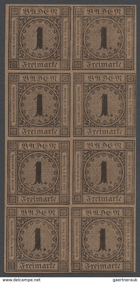 ** Baden - Marken Und Briefe: 1866, 1 Kr. Schwarz/rotbraun, Neudruck, Allseits Außerordentlich Breitran - Andere & Zonder Classificatie