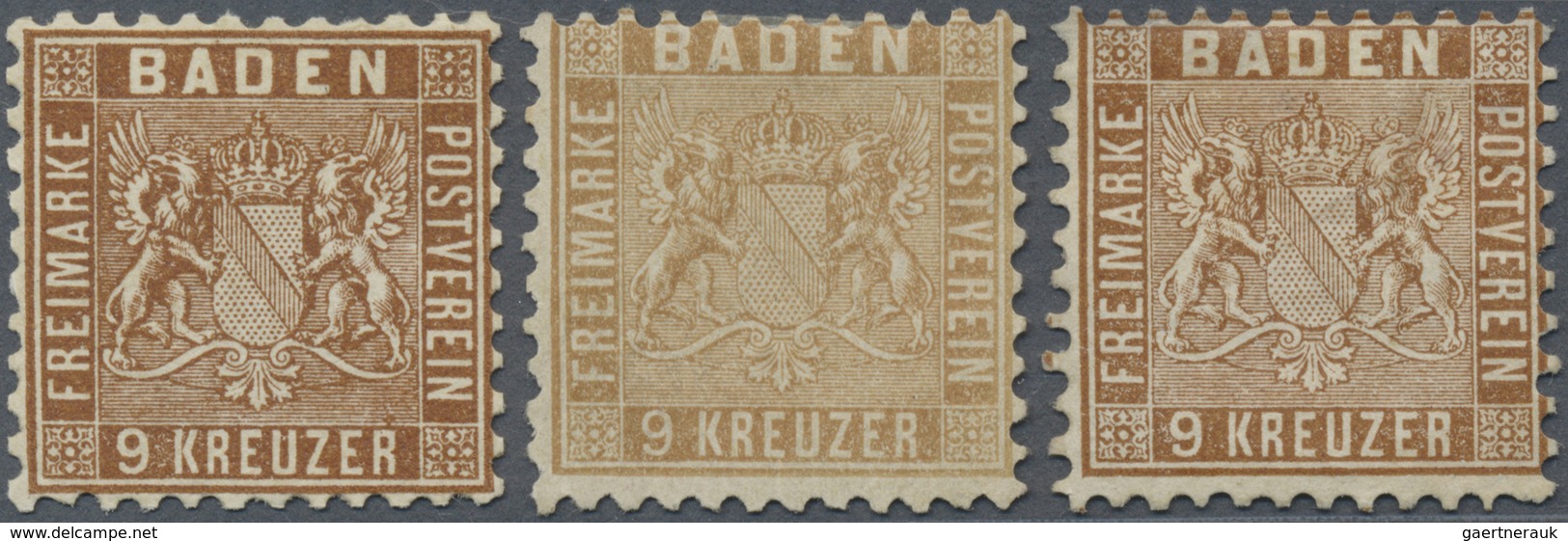 (*) Baden - Marken Und Briefe: 1862, Wappenausgabe 9 Kr. (linierter Hintergrund) In (seltener) C-Farbe D - Andere & Zonder Classificatie