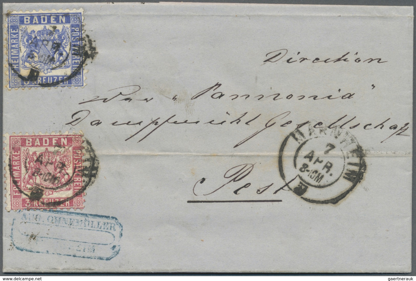 Br Baden - Marken Und Briefe: 1862, 3 Kr Rot MiF Mit 6 Kr Ultramarin Auf Komplettem Faltbrief Mit Text - Altri & Non Classificati