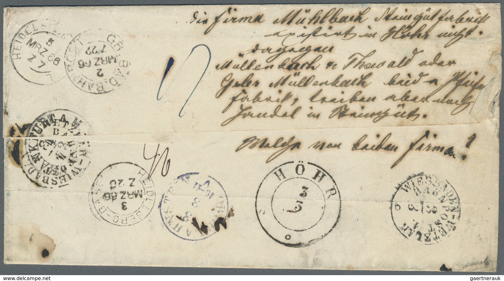 Br Baden - Marken Und Briefe: 1862, Wappenausgabe 6 Kr. Preussischblau Und 3 Kr. Rot Je Mit Nr.-St. "37 - Autres & Non Classés