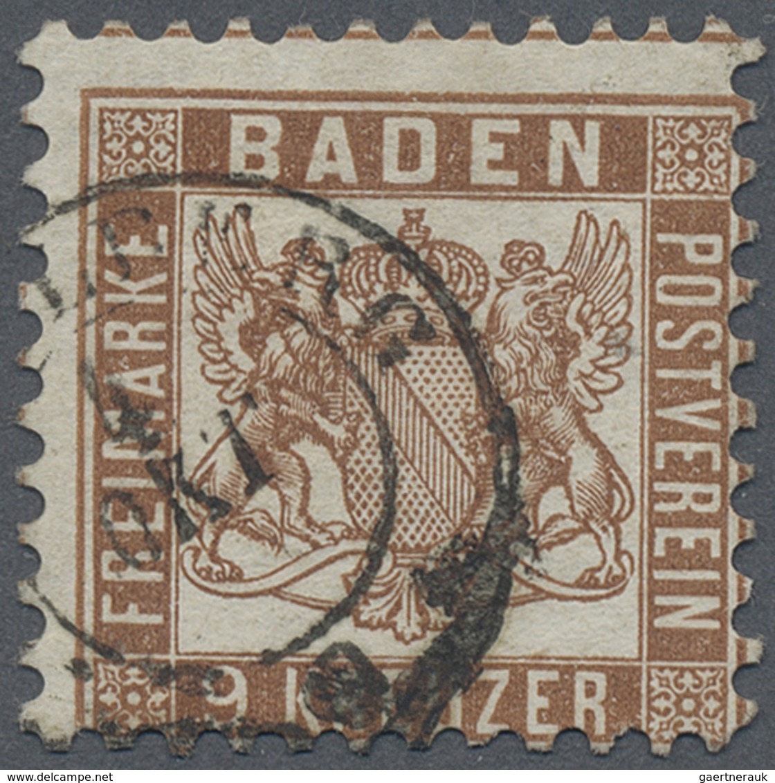 O Baden - Marken Und Briefe: 1866/68, Wappenzeichnung 9 Kreuzer Lebhaftbraun Mit Weißem Hintergrund, E - Sonstige & Ohne Zuordnung