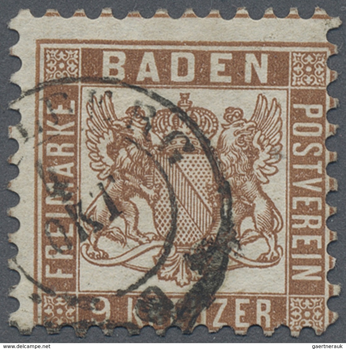 O Baden - Marken Und Briefe: 1866/68, Wappenzeichnung 9 Kreuzer Lebhaftbraun Mit Weißem Hintergrund, E - Autres & Non Classés