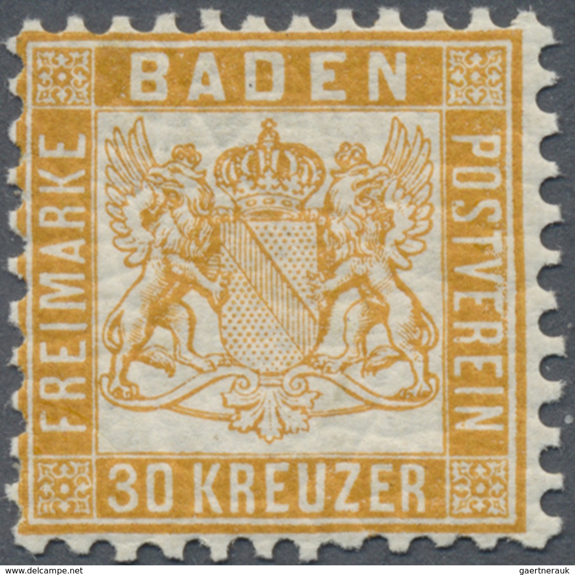 */** Baden - Marken Und Briefe: 1862, Wappen 30 Kr. In A-Farbe Gelborange, Gut Gezähnte Und Nahezu Postfr - Sonstige & Ohne Zuordnung