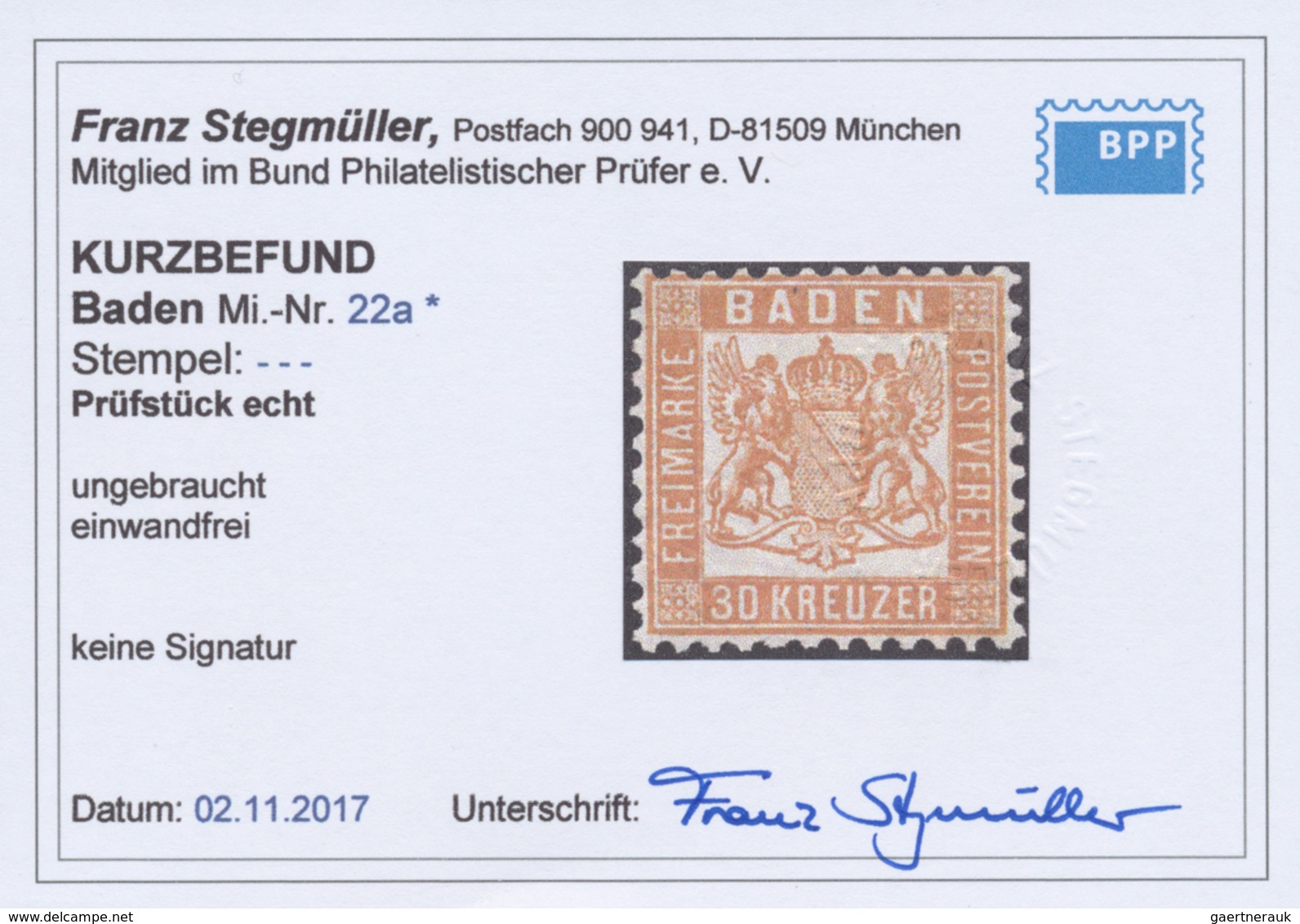 * Baden - Marken Und Briefe: 1862, Wappenausgabe 30 Kr. Zwei Werte In A-Farbe Gelborange Und B-Farbe G - Andere & Zonder Classificatie