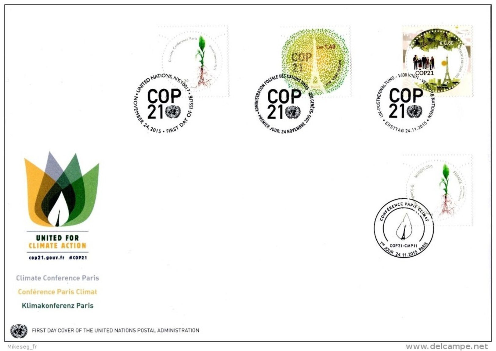 ONU New-York Genève Vienne France 2015 - COP21 - FDC Quatro 3 Offices + France - Emissions Communes New York/Genève/Vienne