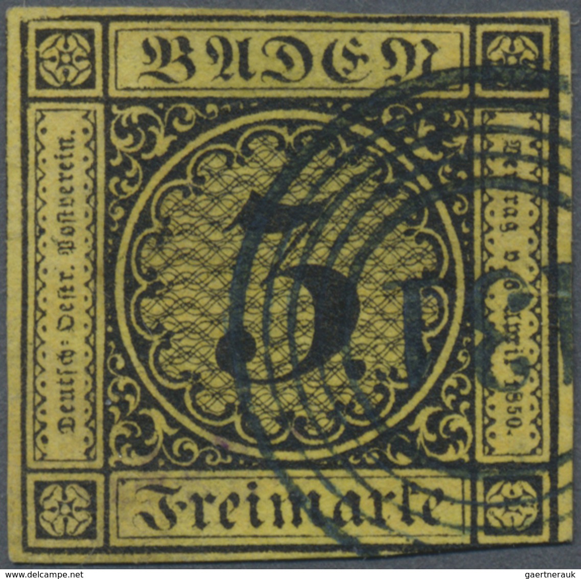 O Baden - Nummernstempel: 131 (Schwetzingen) DUNKELBLAUER Klarer Nr.-St. Auf 1851, Wappenausgabe 3 Kr - Autres & Non Classés