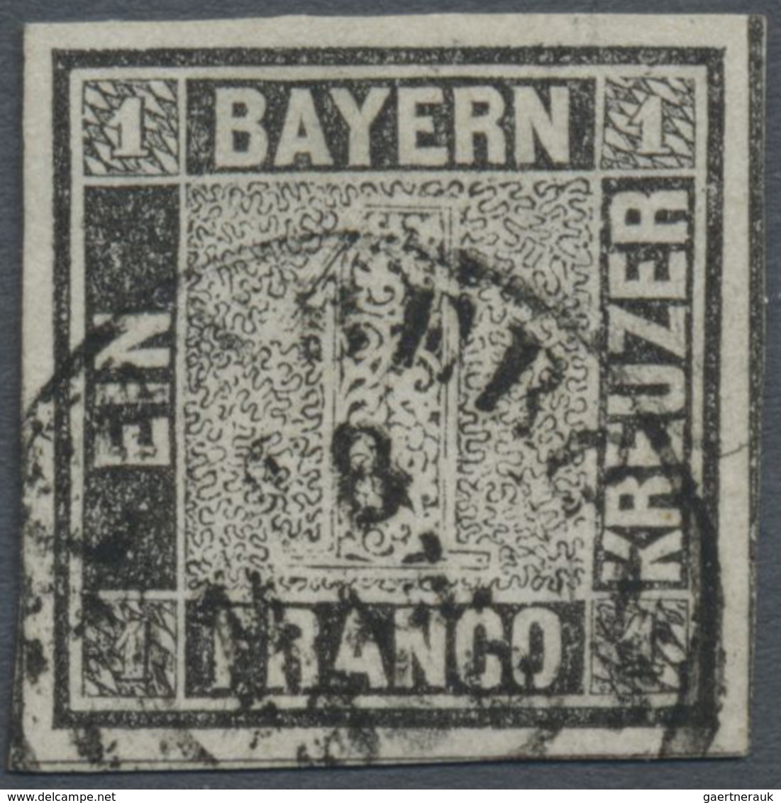O Bayern - Marken Und Briefe: 1849, 1 Kr. Schwarz, Platte 1, OPA-Stempel "NÜRNBERG 18 MAR. 1850", Foto - Altri & Non Classificati