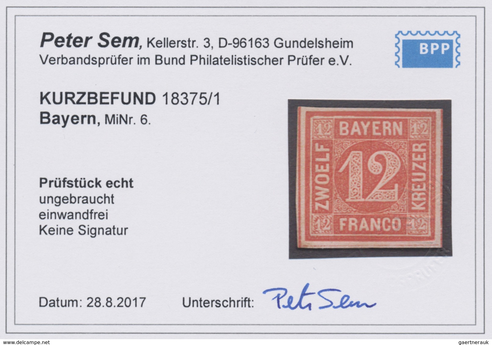* Bayern - Marken Und Briefe: 1850, Quadrat-Ausgaben 1 Kr. Rosa Bis 18 Kr. Gelblichorange, Sechs Werte - Sonstige & Ohne Zuordnung