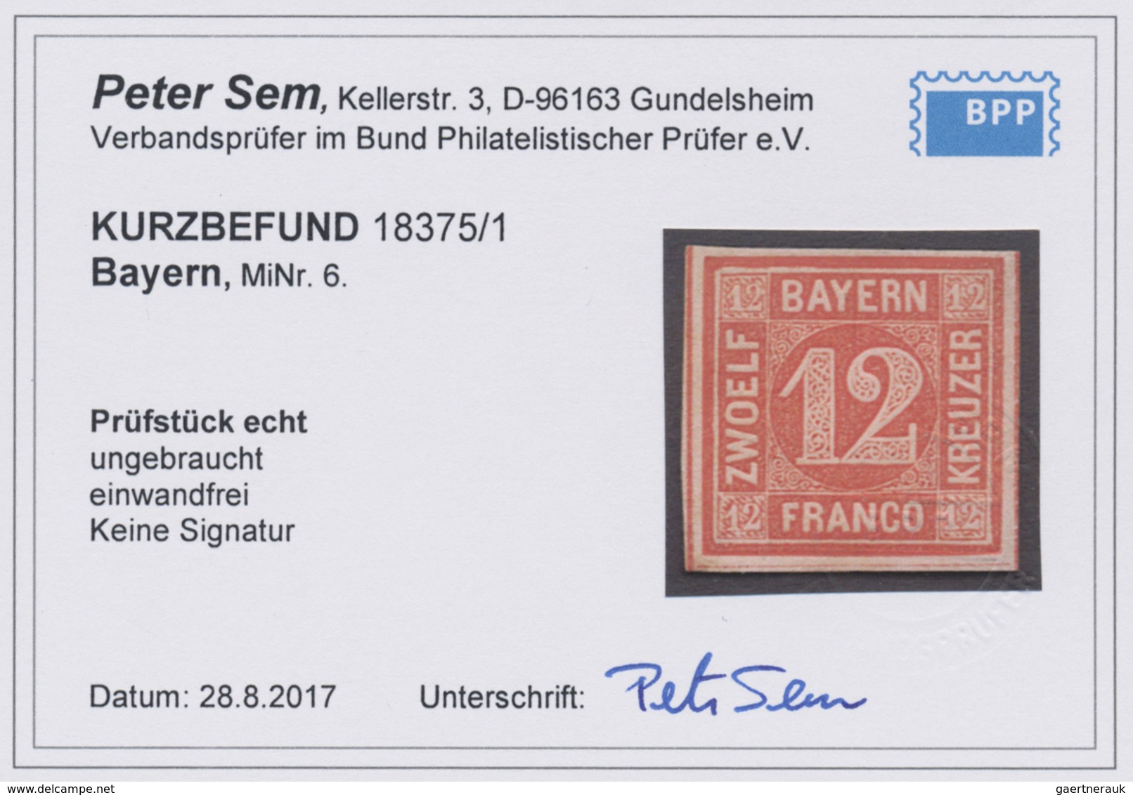 * Bayern - Marken Und Briefe: 1850, Quadrat-Ausgaben 1 Kr. Rosa Bis 18 Kr. Gelblichorange, Sechs Werte - Autres & Non Classés