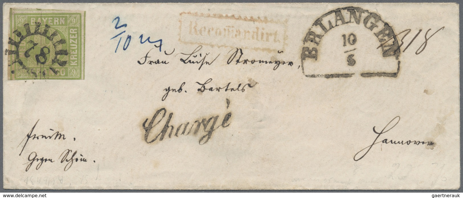 Br Bayern - Marken Und Briefe: 1851, Quadratausgabe 9 Kr. Maigrün, Type III (unten Knapp, Sonst Breitra - Autres & Non Classés