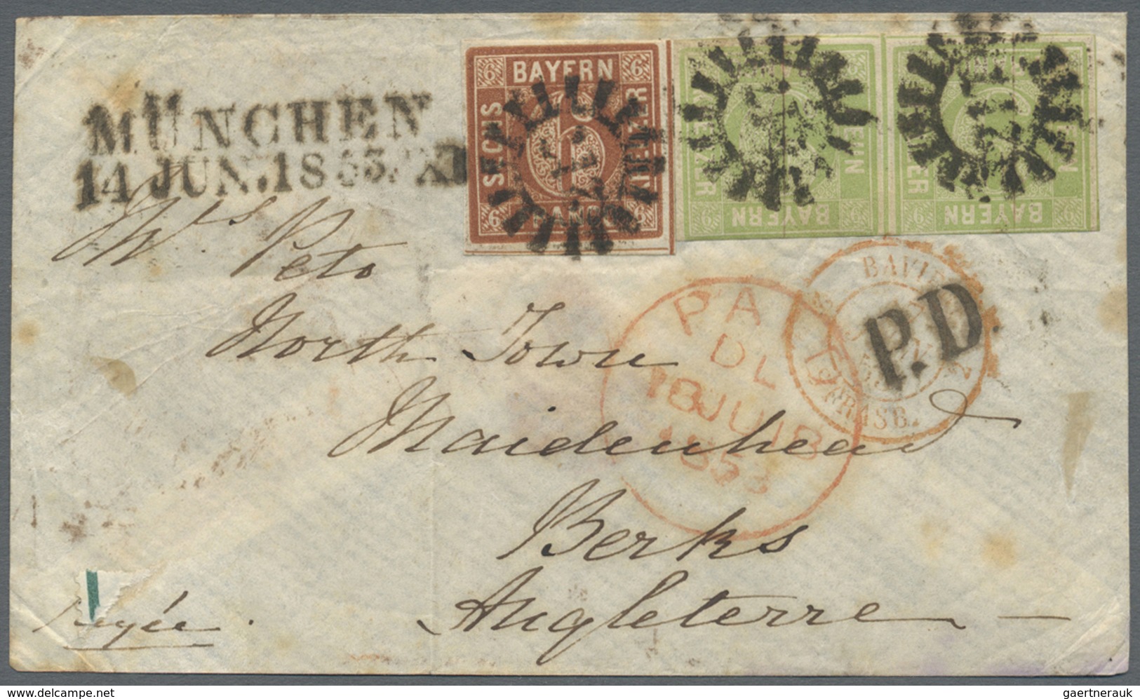 Br Bayern - Marken Und Briefe: 1953, Sehr Seltene 24 Kr. Frankatur Nach England: Seidenpapier-Briefumsc - Sonstige & Ohne Zuordnung