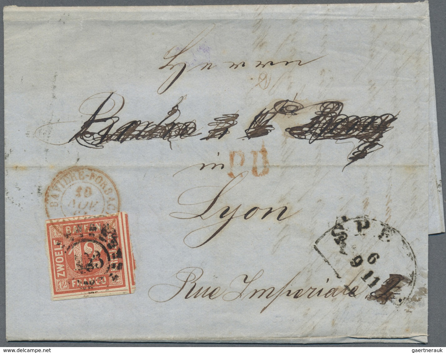 Br Bayern - Marken Und Briefe: 1861, 12 Kr Rot, Voll- Bis Breitrandig Als EF Auf Faltbrief Von SPEYER, - Autres & Non Classés