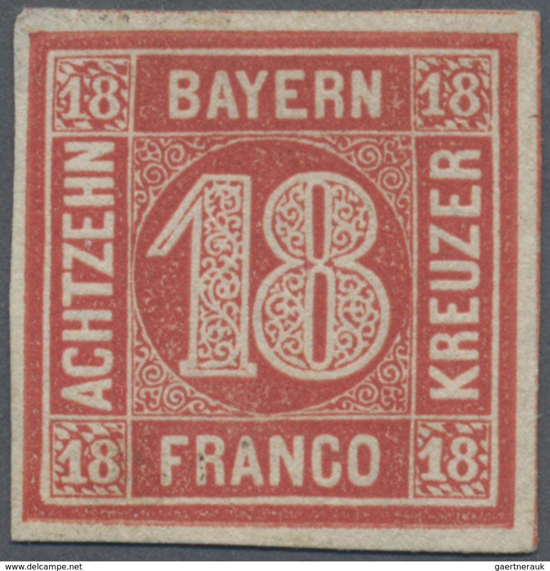 (*) Bayern - Marken Und Briefe: 1862, Quadrat-Ausgabe 18 Kr. In Seltener A-Farbe Zinnoberrot, Ungebrauch - Altri & Non Classificati