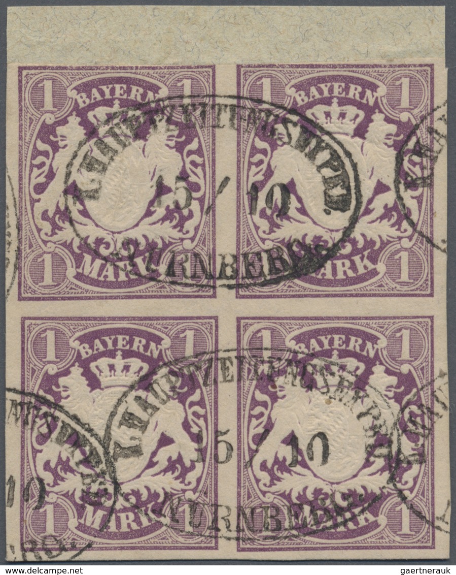 Brfst Bayern - Marken Und Briefe: 1874, 1 M. Dunkelviolett Im Viererblock Mit Klaren Oval-Stempelabschläge - Sonstige & Ohne Zuordnung