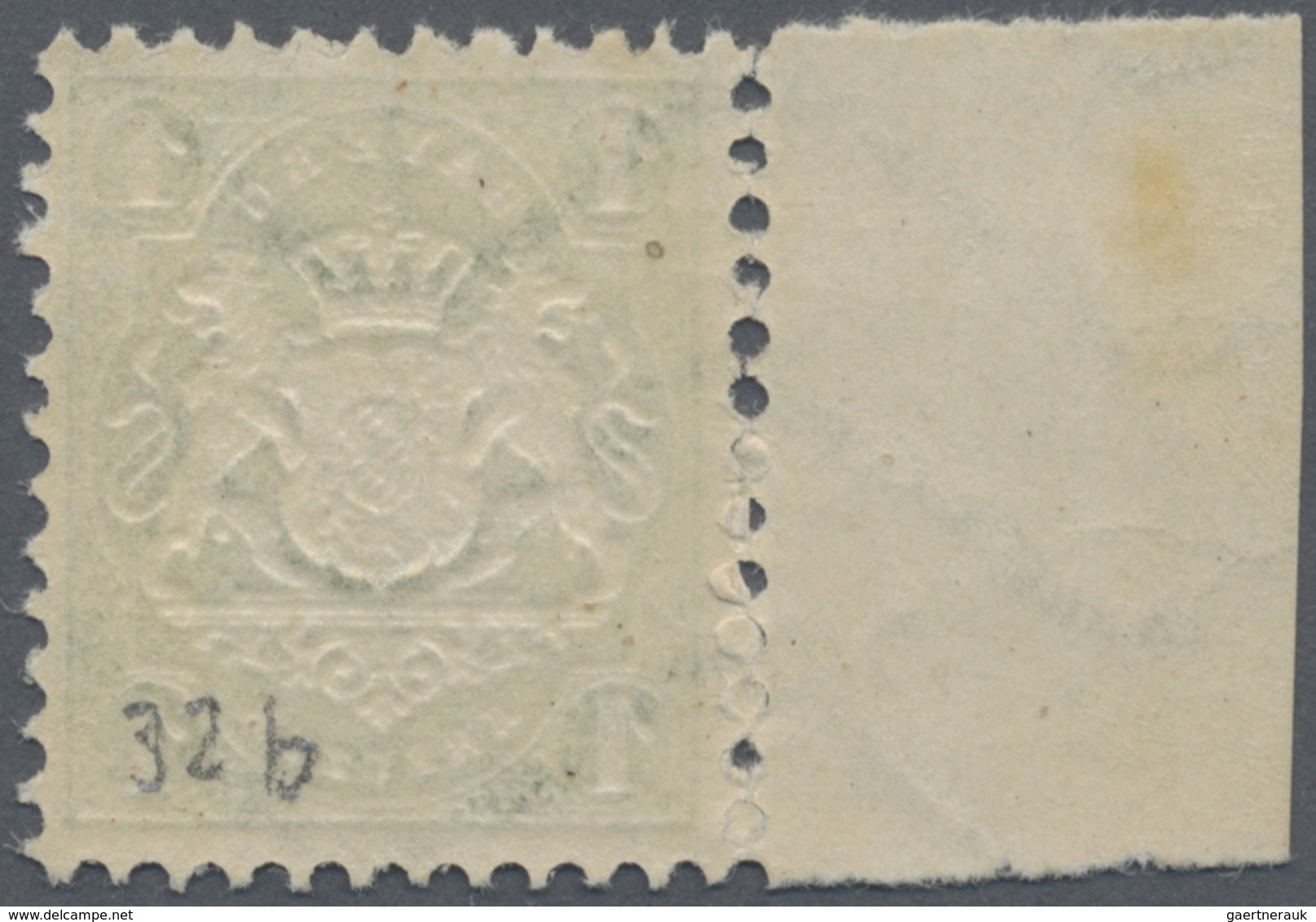 ** Bayern - Marken Und Briefe: 1875, 1 Kr. Dunkelgrün, Postfrisch Mit Rückseitiger Bleistiftbeschriftun - Autres & Non Classés