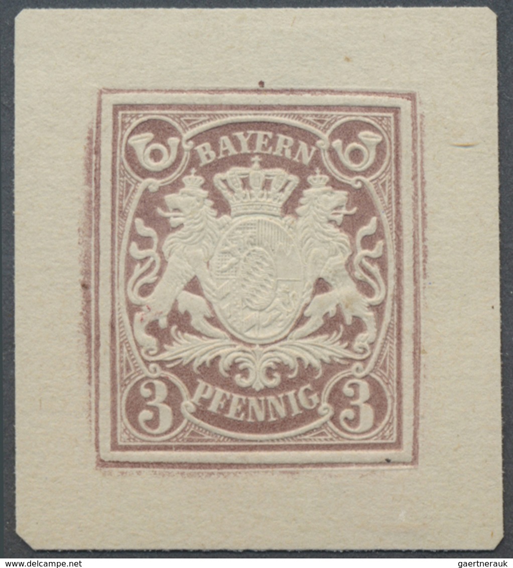 (*) Bayern - Marken Und Briefe: 1876 (ca.), Ungezähnte Proben Der Ganzsachen-Wertstempel Zu 3 Pf., 5 Pf. - Altri & Non Classificati