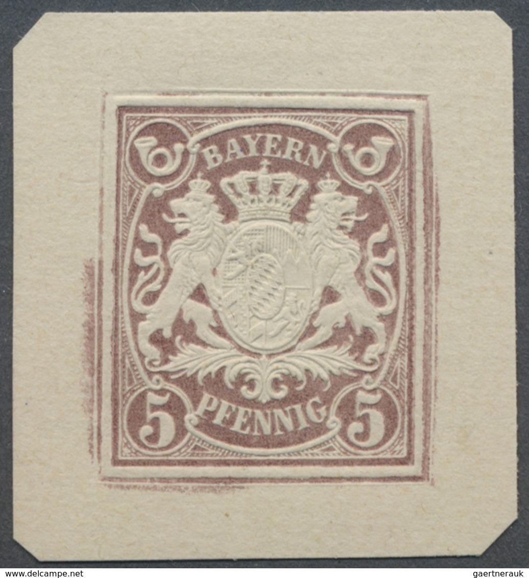 (*) Bayern - Marken Und Briefe: 1876 (ca.), Ungezähnte Proben Der Ganzsachen-Wertstempel Zu 3 Pf., 5 Pf. - Sonstige & Ohne Zuordnung