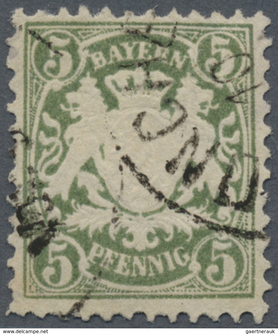 O Bayern - Marken Und Briefe: 1876: 5 Pfg Grauolivgrün, Farbfrisch, Gut Gezähnt, Kl. Eckzahnknick, Dop - Sonstige & Ohne Zuordnung