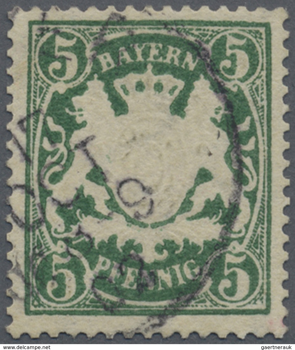 O Bayern - Marken Und Briefe: 1890, 5 Pfg. Wappen Auf Ornament, Grün, Papier Y, Mit WZ 3, Gest. Einwan - Autres & Non Classés