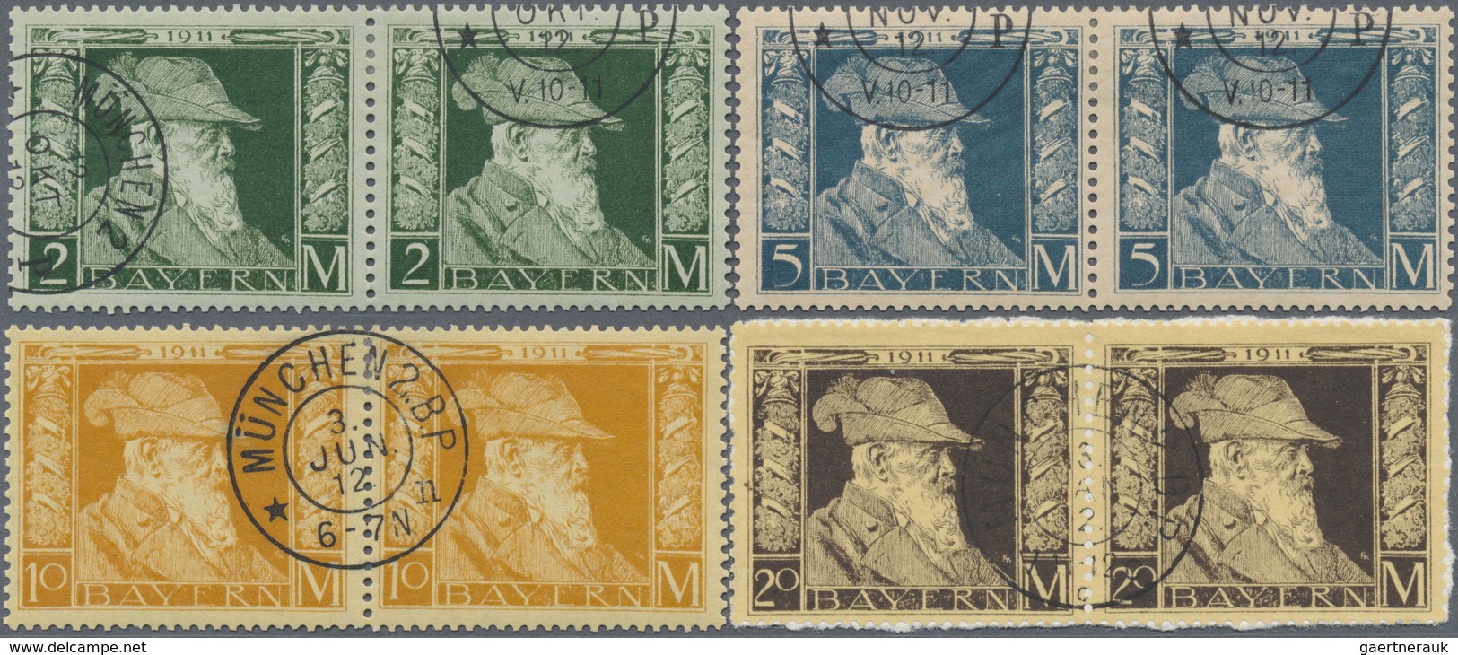O/ Bayern - Marken Und Briefe: 1911, 90. Geburtstag Von Prinzregent Luitpold, 4 Markwerte In Type I, Ge - Autres & Non Classés