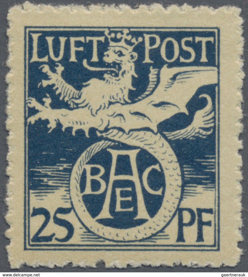 ** Bayern - Marken Und Briefe: 1912, 25 Pfg. Blau, Halbamtliche Flugpostmarke, Postfrisch, Unsigniert. - Autres & Non Classés