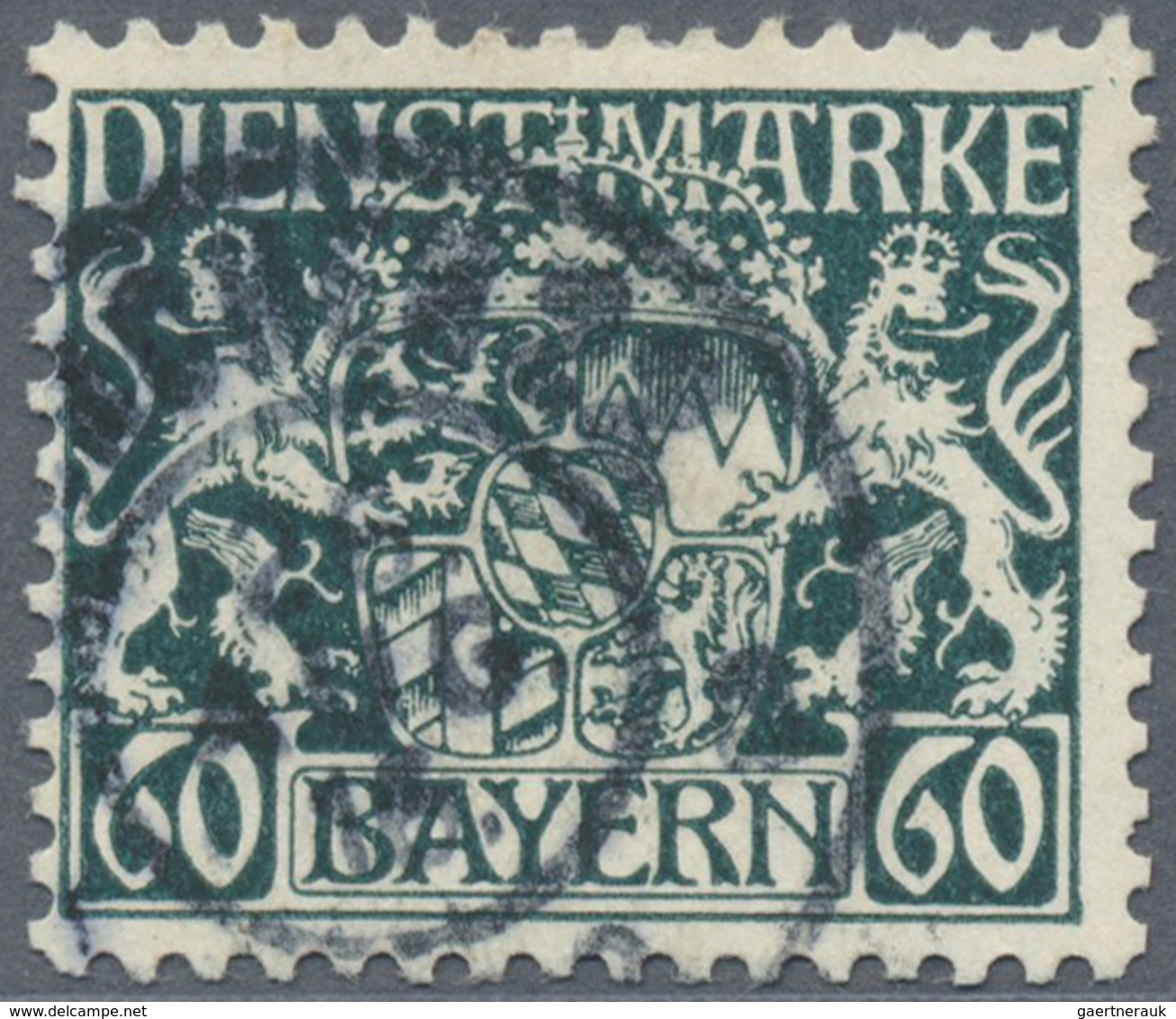 O Bayern - Dienstmarken: 1916, 60 Pf. Schwarzbläulichgrün Auf Farbigem Papier, Gestempelt, Signiert Dr - Autres & Non Classés