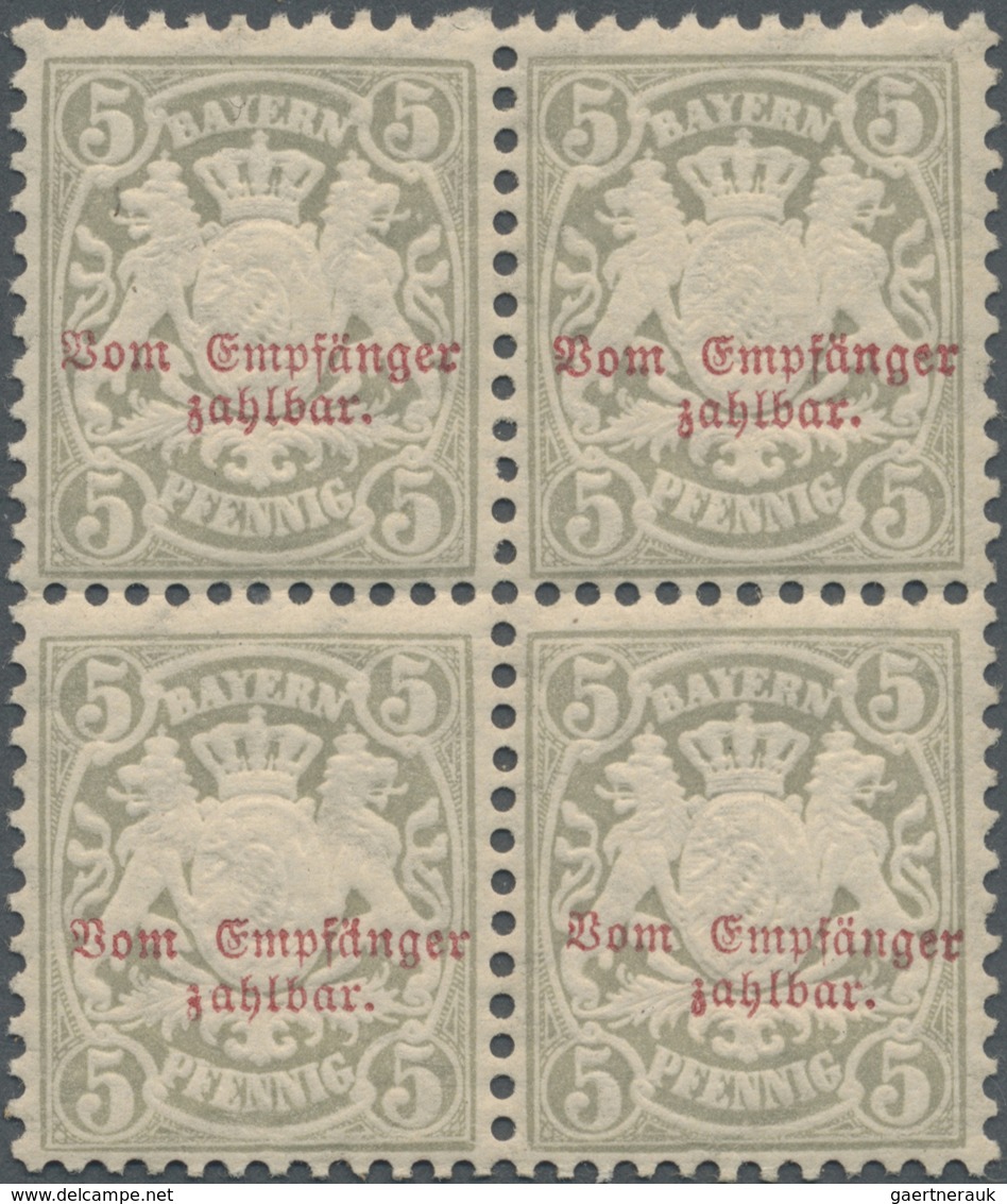 ** Bayern - Portomarken: 1885, Wappenausgabe 5 Pf Mit Aufdruck, Postfrischer Viererblock In Tadelloser - Altri & Non Classificati