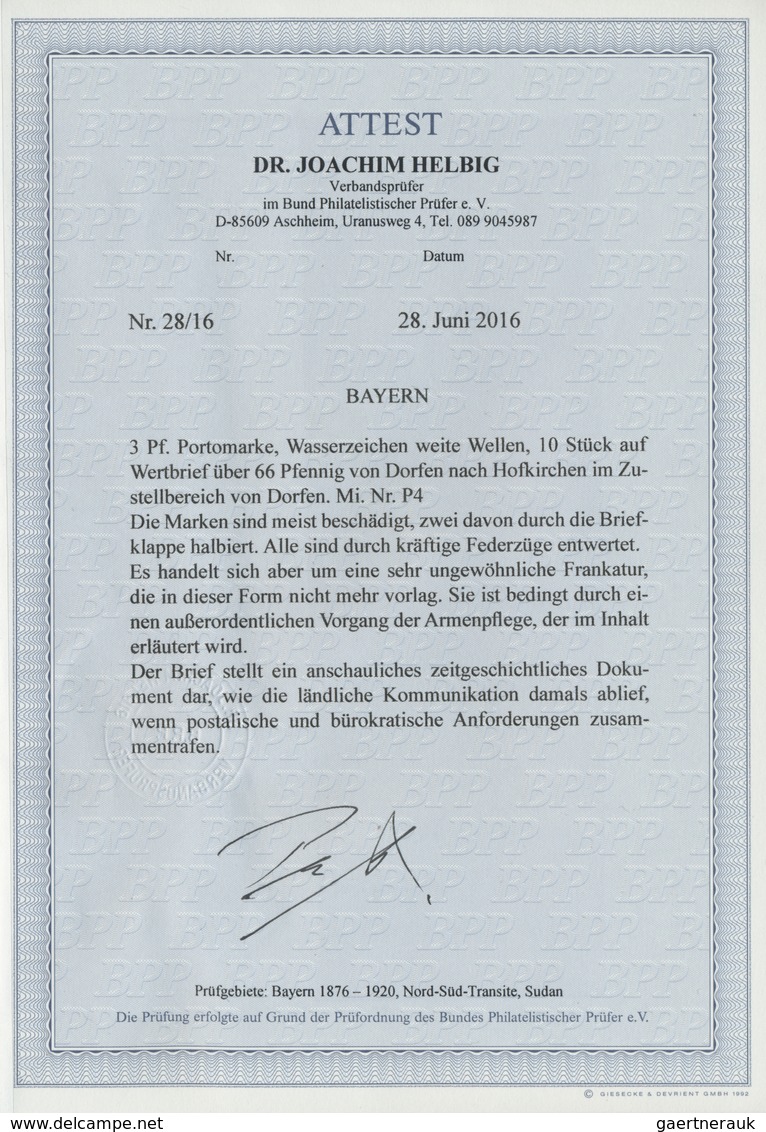 Br Bayern - Portomarken: 1878, Unfrankierter Wertbrief über 66 Pfennig Mit K1 DORFEN / 5.3. Nach Hofkir - Autres & Non Classés