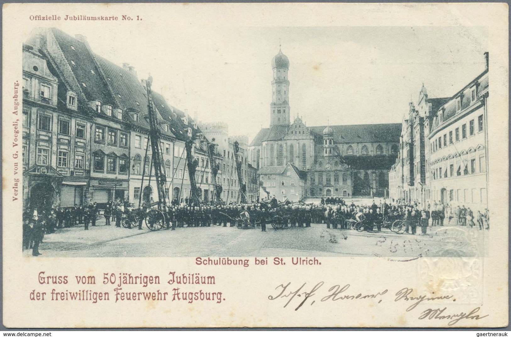 GA Bayern - Ganzsachen: FEUERWEHR: 1899, "50jähriges Jubiläum Der Freiwill. Feuerwehr AUGSBURG" - 3 Ver - Sonstige & Ohne Zuordnung