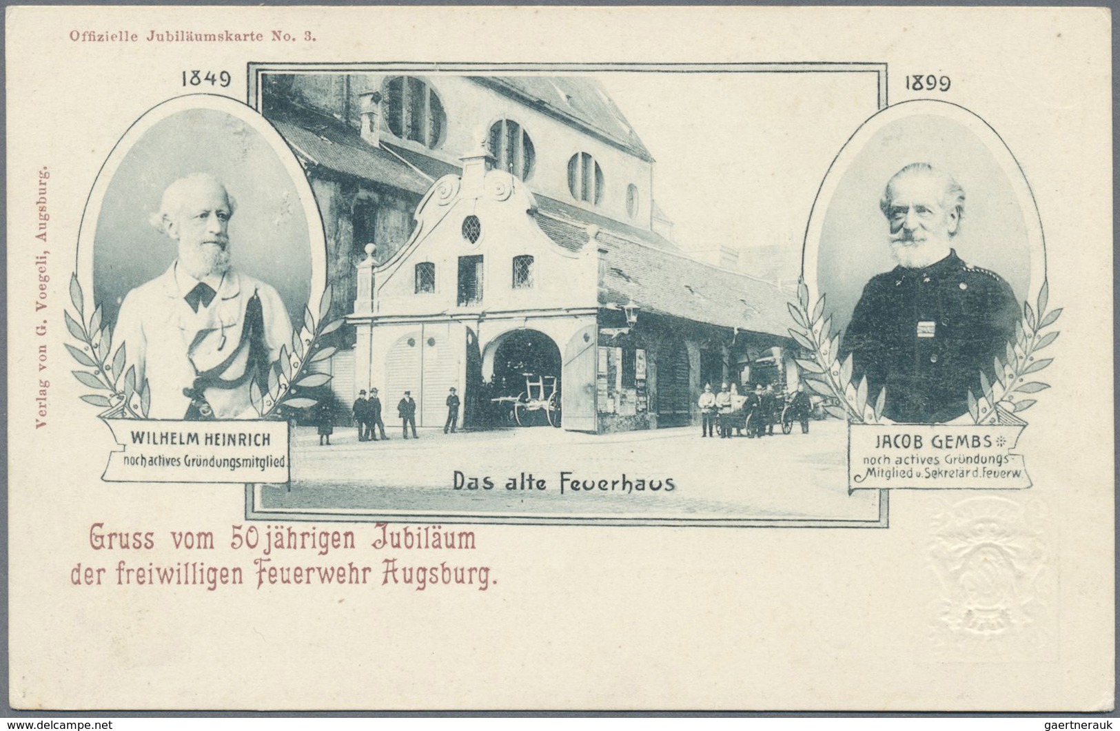 GA Bayern - Ganzsachen: FEUERWEHR: 1899, "50jähriges Jubiläum Der Freiwill. Feuerwehr AUGSBURG" - 3 Ver - Altri & Non Classificati