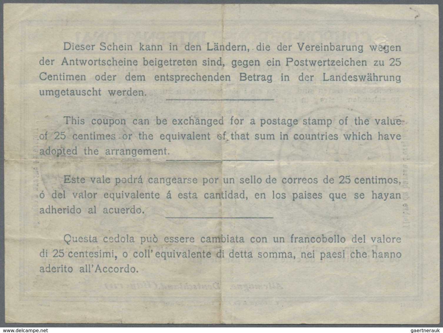 GA Bayern - Ganzsachen: 1908/1921, 4 Antwortscheine Für Das Ausland Mit IAS2 Mit Nürnberg/Leipzig Sowie - Sonstige & Ohne Zuordnung