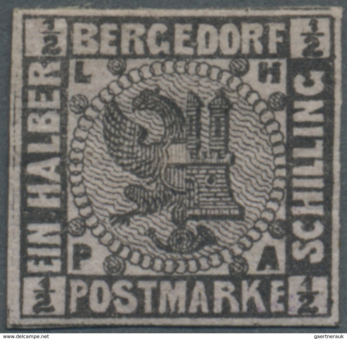 (*) Bergedorf - Marken Und Briefe: 1861, Probedruck 1/2 S Schwarz Auf Lebhaftbraunviolettem Statt Blauem - Bergedorf