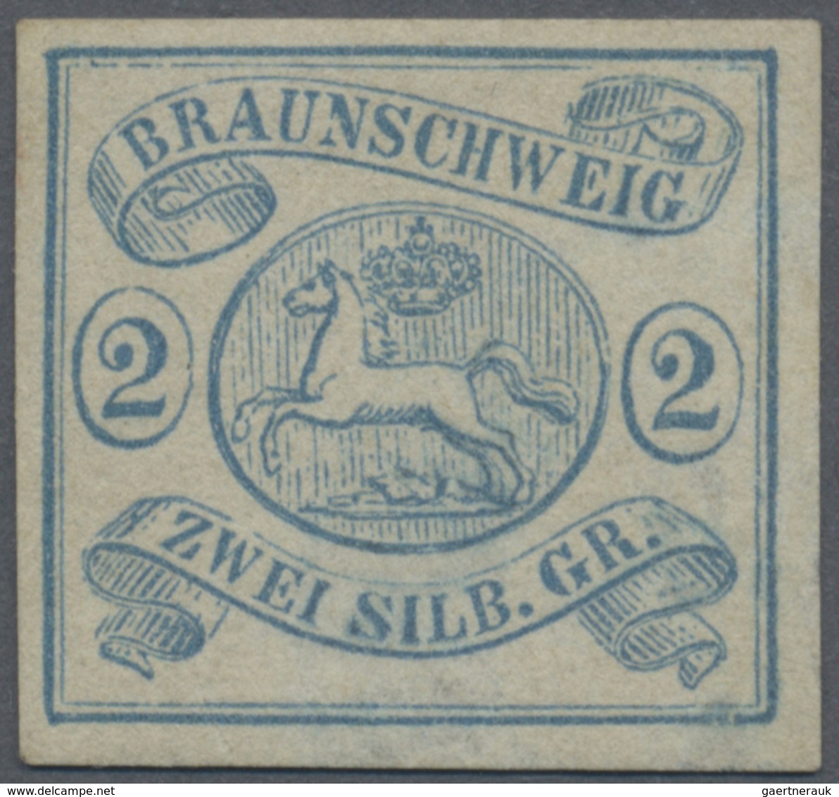 (*) Braunschweig - Marken Und Briefe: 1852, 2 Sgr. Lebhaftpreussischblau UNGEBRAUCHT Ohne Gummi, Farbfri - Braunschweig