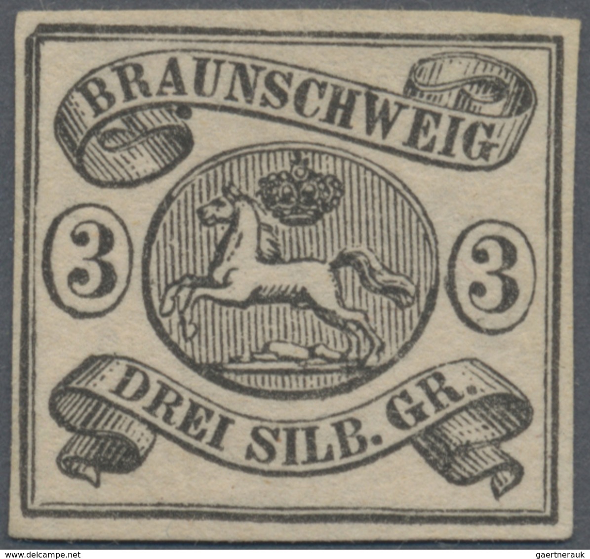 (*) Braunschweig - Marken Und Briefe: 1853, 3 Sgr. Schwarz Auf Mattrosa, Ungebraucht Ohne Gummi, Farbfri - Brunswick